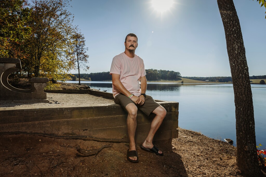 (Dustin Chambers | The New York Times) Lee Blasingame, whose wife died in 2019 of internal bleeding, 15 hours after their second child’s birth by C-section, in Georgia on Nov. 1, 2025. Holly Baumstark’s placenta had fused with scar tissue left on her uterus from a previous cesarean surgery, the dangerous complication known as placenta accreta. As C-sections have become more common in recent decades, so has accreta.