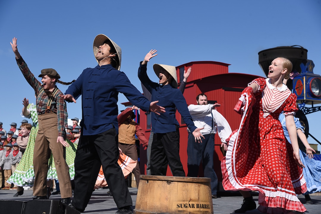 (Francisco Kjolseth  |  The Salt Lake Tribune)  People perform As One on Friday May 10, 2019, in celebration of the 150th anniversary of the completion of the transcontinental railroad at Promontory Summit where the two rails met back on May 10, 1869.
