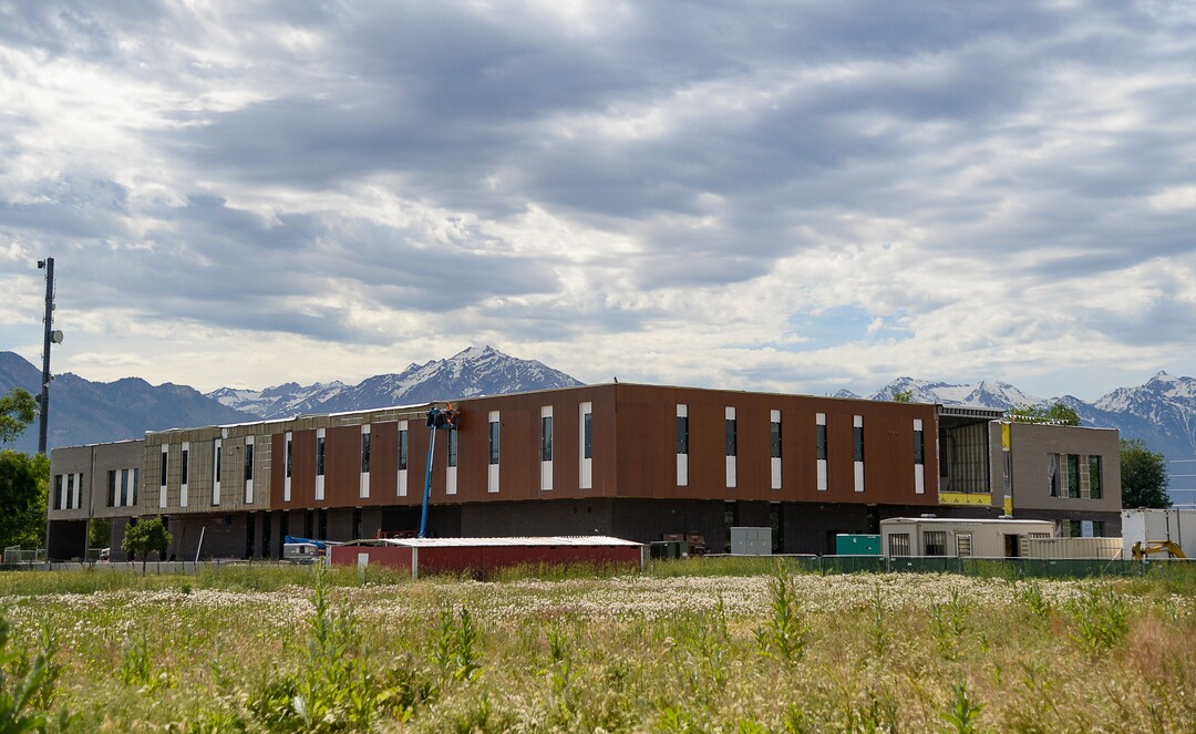 (Francisco Kjolseth  |  The Salt Lake Tribune)  Work continues on the new homeless resource center at 3380 S. 1000 West in South Salt Lake, located next to the Jordan River Parkway on Thursday, June 13, 2019.