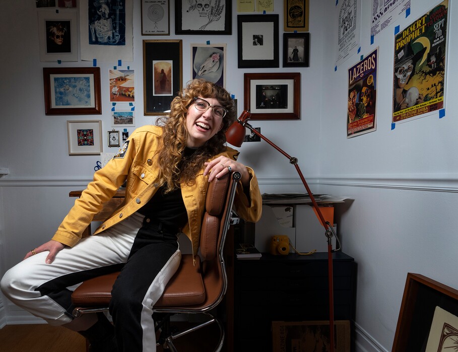 (Leah Hogsten | The Salt Lake Tribune) Camilla Stark in her art studio in her home, Nov. 28, 2022. She says she developed scrupulosity in high school.