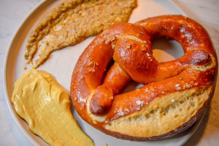 (Trent Nelson  |  The Salt Lake Tribune)House Made Pretzel at Emigration Brewing, a new pizza and small plates restaurant in Salt Lake City's Emigration Canyon, on Tuesday Dec. 10, 2019.