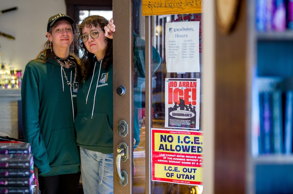 (Trent Nelson  |  The Salt Lake Tribune) Marci Anderson and Raelle Zephyr Westwind at The Legendarium in Salt Lake City on Thursday, Jan. 29, 2026. A number of small Utah businesses are planning to strike in opposition to U.S. Immigration and Customs Enforcement tactics, as part of a national general strike.