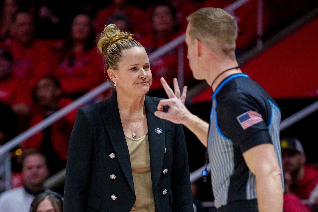 (Trent Nelson  |  The Salt Lake Tribune) Utah Utes head coach Lynne Roberts  as Utah hosts Princeton, NCAA basketball in Salt Lake City on Sunday, March 19, 2023.