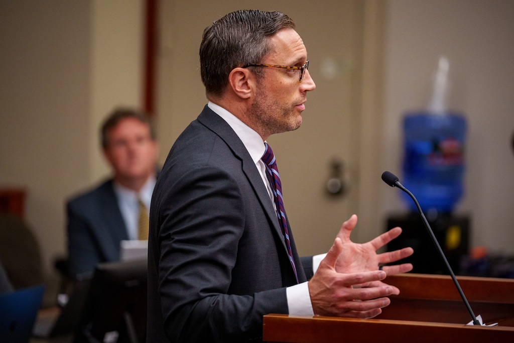 (Trent Nelson  |  The Salt Lake Tribune) Tyler Green, an attorney representing the Utah Legislature, appears before Judge Dianna Gibson. Green is seeking to stop the redrawing of congressional district maps.