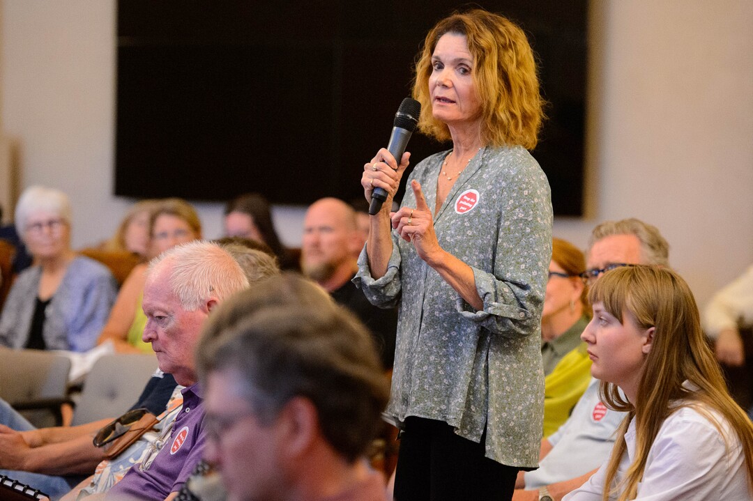 (Trent Nelson  |  The Salt Lake Tribune)  Kathleen Cahill speaks in opposition as the Salt Lake City Council takes public comment on a proposal to grant tax subsidies to development in the city's northwest side, on Tuesday Aug. 20, 2019.
