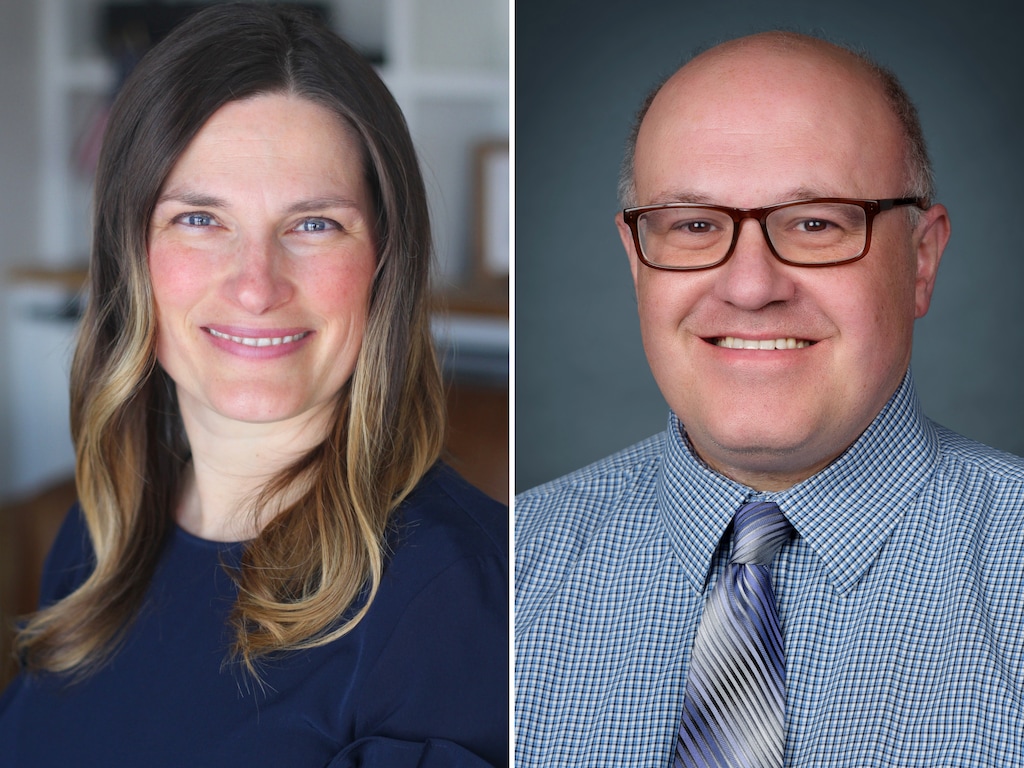 (Campaign photos) Erin Longacre, left, and James Martin, candidates for the 2026 Utah State Board of Education District 7 race.