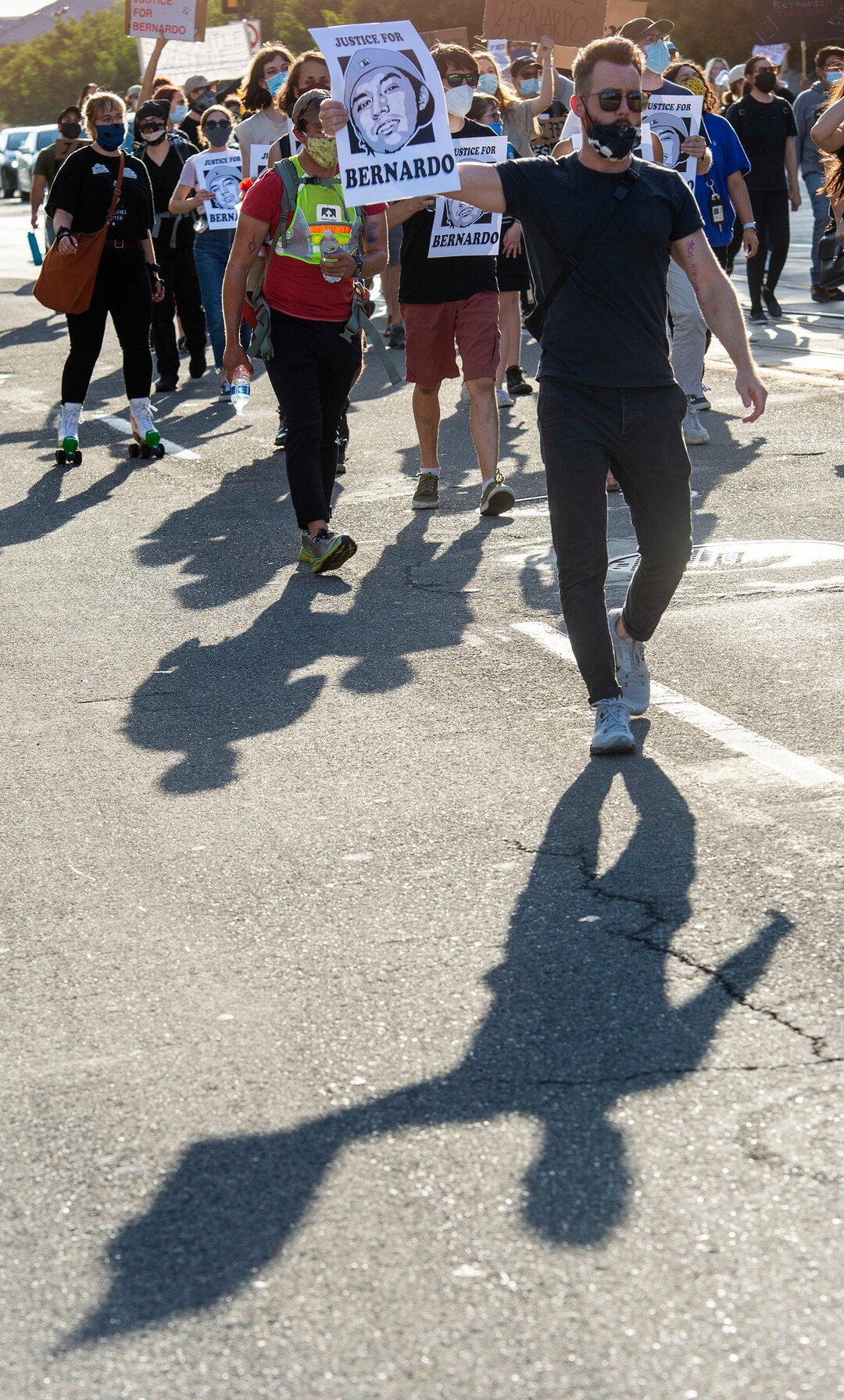 (Rick Egan  |  The Salt Lake Tribune)    Justice for Bernardo protesters march down 400 South in Salt Lake City, Tuesday, July 7, 2020.