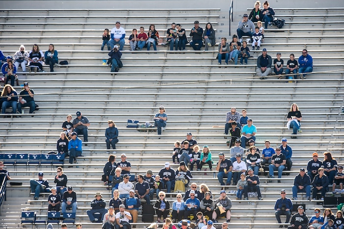 (Chris Detrick  |  The Salt Lake Tribune)  BYU fans before the game against San Jose State at LaVell Edwards Stadium Saturday, October 28, 2017.  