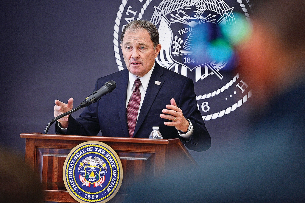 Scott Sommerdorf | The Salt Lake Tribune
Utah Governor Gary Herbert introduced his recommendations for the fiscal year 2017 budget at SLCC, Wednesday, December 9, 2015. Earlier Herbert toured Innovations Early College High School at SLCC.