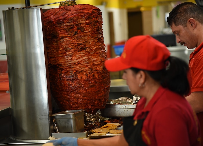 (Francisco Kjolseth  |  The Salt Lake Tribune)  Tacos al pastor, a seasoned spit-grilled pork meat is the most popular offering at Tacos Mi Caramelo, a late-night taqueria that is open until 2 a.m. most nights and 24-hours a day on Friday and Saturday in West Valley City.