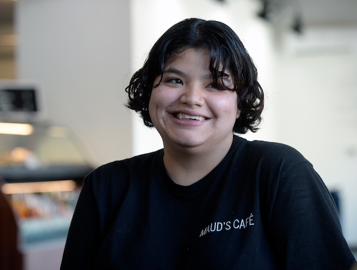 (Al Hartmann  |  The Salt Lake Tribune) 	
Jennifer Salceda works at Maud's Cafe at 422 W. 900 South, Salt Lake City.  The cafe-coffee shop gives youth living at VOA's shelter a chance to gain work experience and a little money before taking on the world. Salceda is working toward becoming a certified nurse assistant.