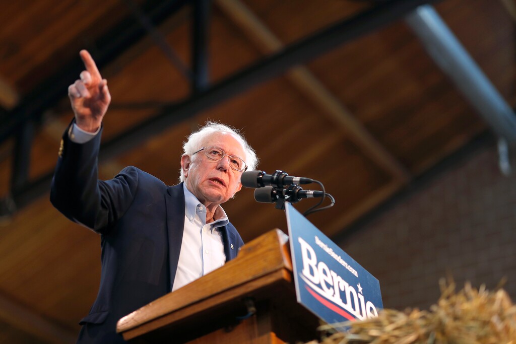 (Matthew Putney | The Associated Press) 2020 Democratic presidential candidate Sen. Bernie Sanders speaks during a rally, Saturday, March 9, 2019, at the Iowa state fairgrounds in Des Moines, Iowa.