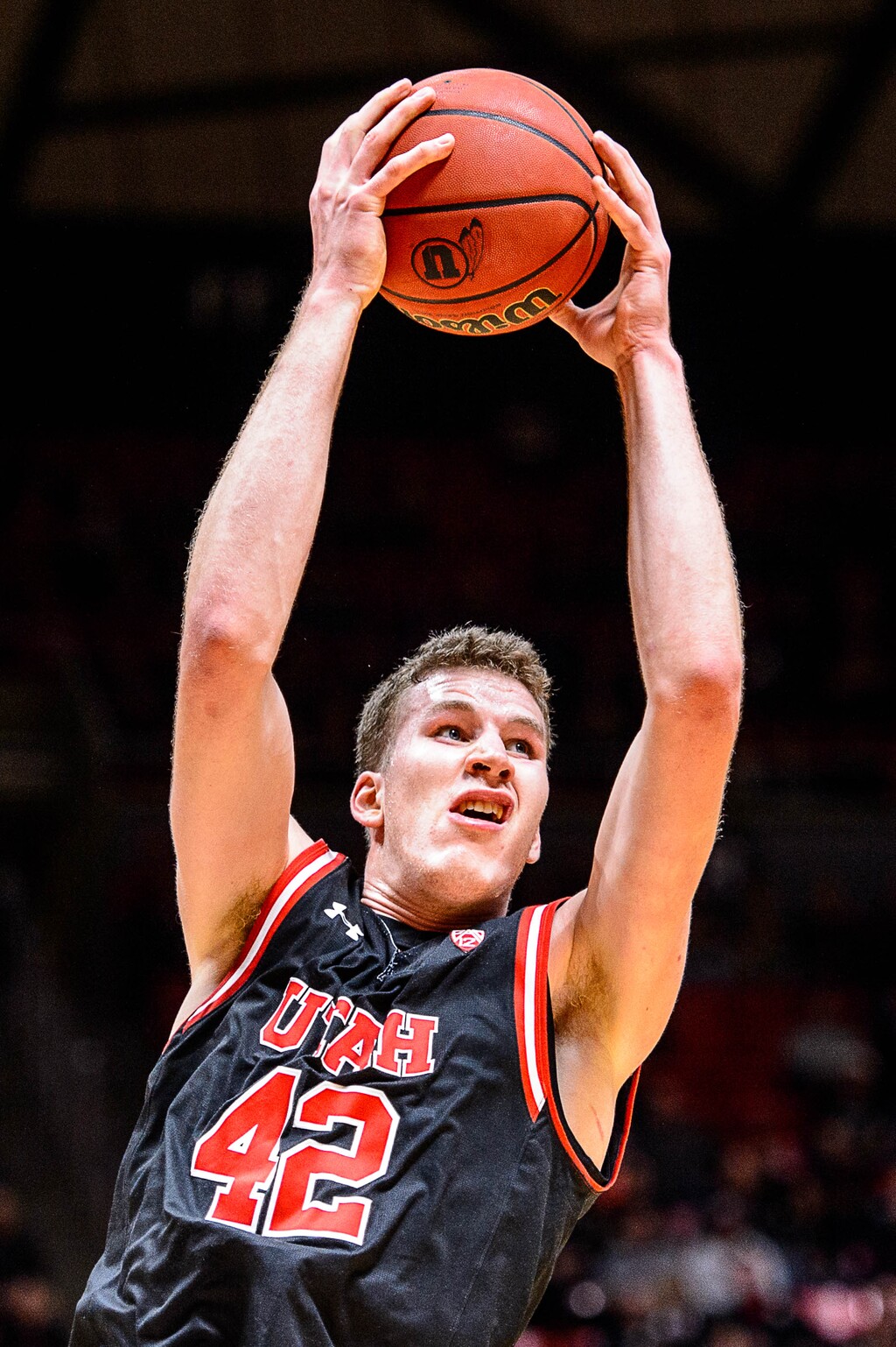 Trent Nelson  |  The Salt Lake TribuneUtah Utes forward Jakob Poeltl (42) pulls down a rebound as the University of Utah hosts Cal, NCAA basketball at the Huntsman Center in Salt Lake City, Wednesday January 27, 2016.