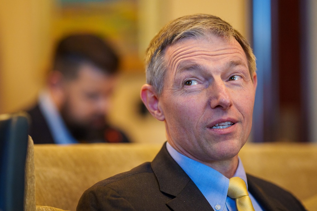 (Trent Nelson  |  The Salt Lake Tribune) State Sen. Michael Kennedy, R-Alpine, at the Capitol building in Salt Lake City on Friday January 20, 2023. Kennedy sponsored the Senate bill that would prevent doctors in Utah from providing gender-affirming care to transgender minors in Utah.