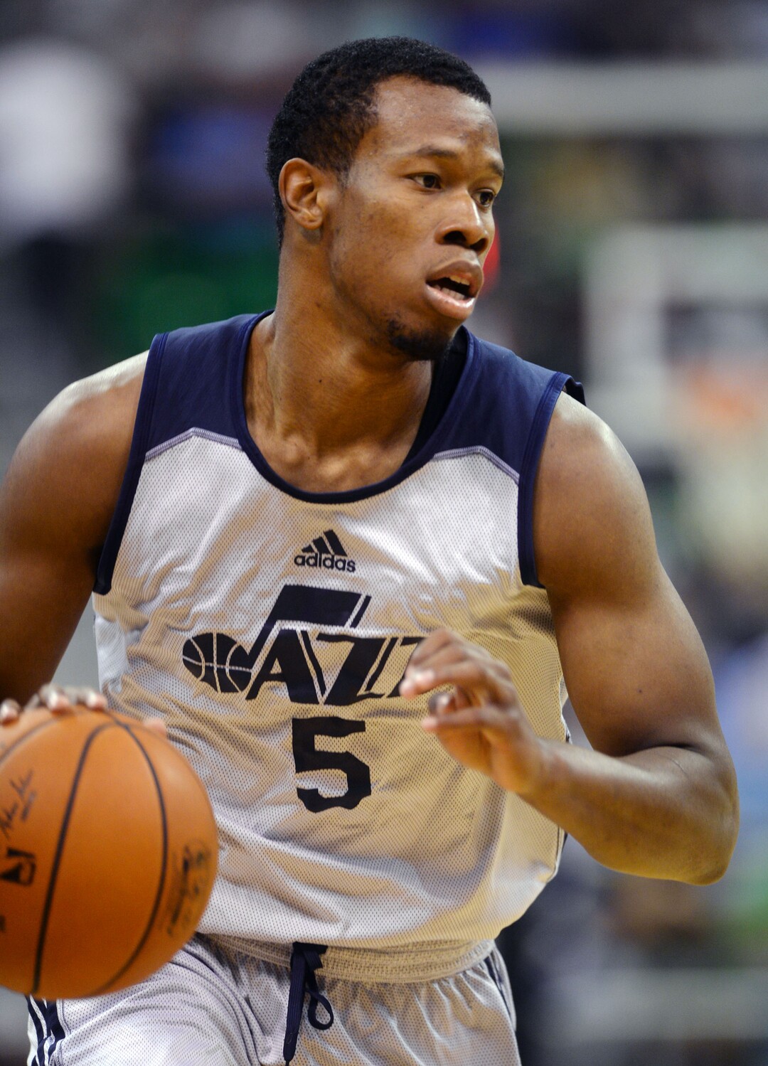 Steve Griffin  |  The Salt Lake TribuneUtah's Rodney Hood drives into the lane during the Utah Jazz Summer League game between the Jazz and the San Antonio Spurs at EnergySolutions Arena in Salt Lake City, Tuesday, July 7, 2015. 