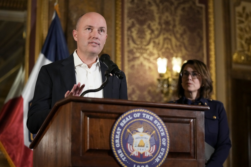 (Bethany Baker  |  The Salt Lake Tribune) Gov. Spencer Cox speaks during a press conference on the last day of the legislative session at the Utah Capitol in Salt Lake City on Friday, March 7, 2025.