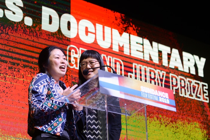 Leah Hogsten  |  The Salt Lake Tribune  l-r Jialing Zhang accepts the Sundance U.S. Grand Jury Prize for her documentary One Child Nation with Nanfu Wang  during the awards ceremony for the 2019 Sundance Film Festival at the Basin Fieldhouse in Park City, Feb. 2, 2019. 