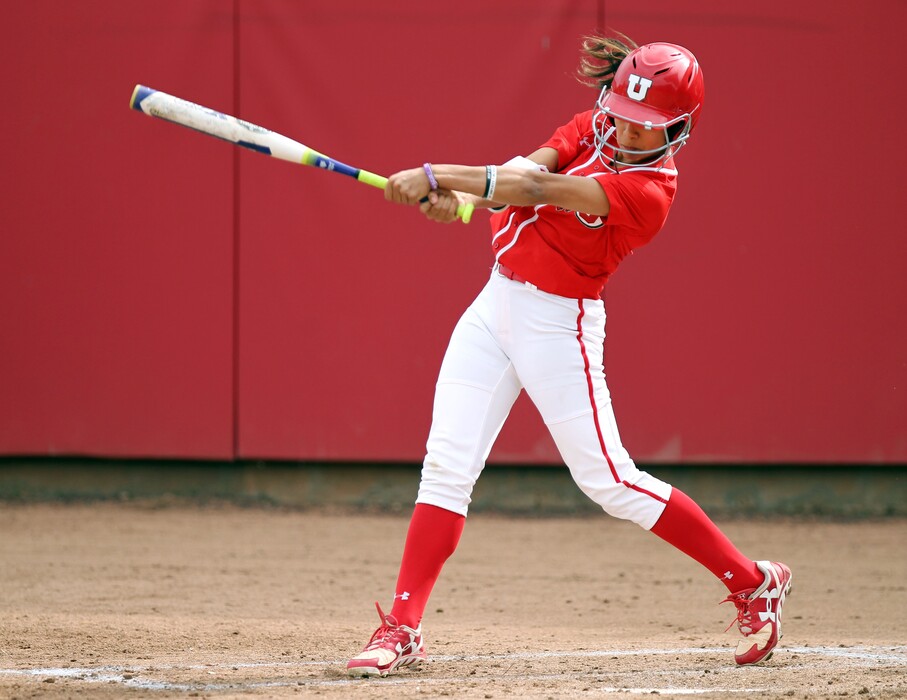Steve C. Wilson  |  Utah athleticsFreshman Alyssa Barrera plays during one of Utah softball's fall exhibitions. This season, the California native has been one of the 15th-ranked Utes' best hitters.