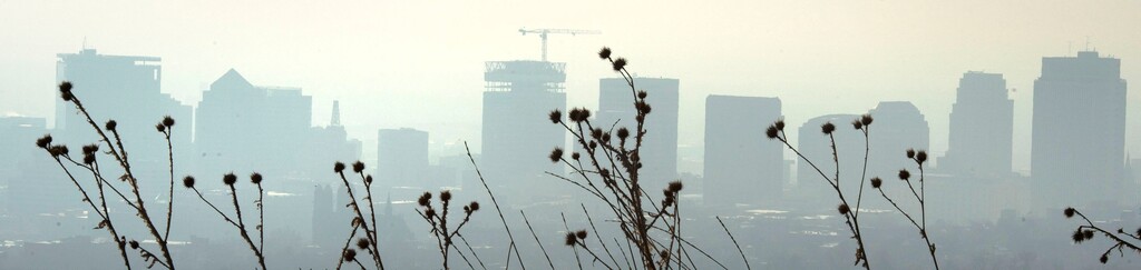 Steve Griffin  |  The Salt Lake TribuneThe Salt Lake City skyline is visible through valley inversion Monday, February 8, 2016. 