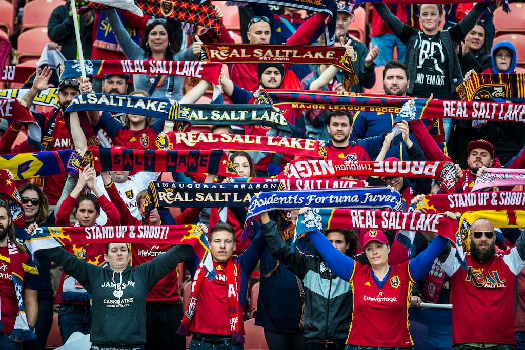 (Chris Detrick  |  The Salt Lake Tribune)  Real Salt Lake fans after the game at Rio Tinto Stadium Sunday, October 22, 2017.  