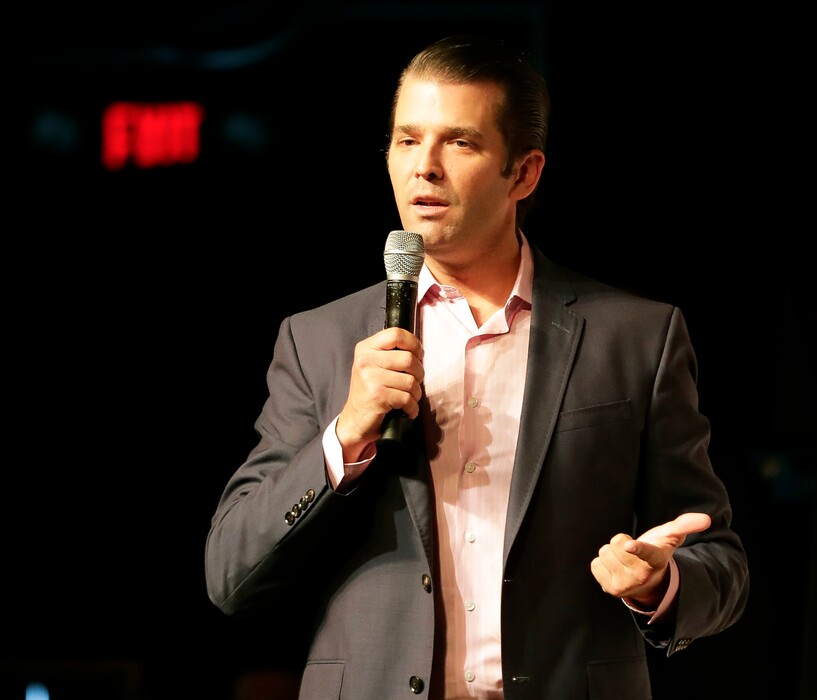 (John Raoux | The Associated Press) In this July 18, 2018, file photo Donald Trump Jr. speaks at a rally for Florida gubernatorial candidate Rep. Ron DeSantis in Orlando, Fla. President Donald Trump remains ensconced at his New Jersey golf club, growing increasingly worried that his eldest son may be next in the special counsel’s crosshairs. But Donald Trump Jr. has not let the legal scrutiny slow him down, embracing his role as his father’s emissary.