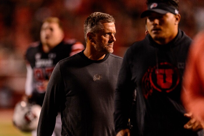 (Trent Nelson | The Salt Lake Tribune) Utah Utes head coach Kyle Whittingham as the Utah Utes host the San Jose State Spartans, NCAA football at Rice-Eccles Stadium in Salt Lake City, Saturday September 16, 2017.