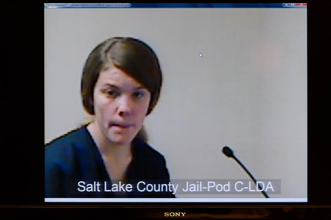 (Trent Nelson | The Salt Lake Tribune)  Kathleen Boutain, charged with three counts of first-degree felony criminal solicitation and three counts of second-degree theft, makes a court appearance in Salt Lake City Tuesday November 21, 2017.