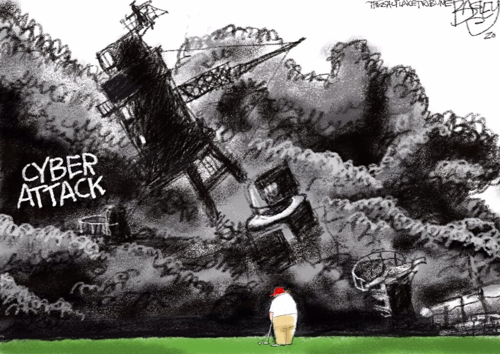 (Pat Bagley | The Salt Lake Tribune) This cartoon, titled "Playing Through," appears in The Salt Lake Tribune on Sunday, Dec. 20, 2020.