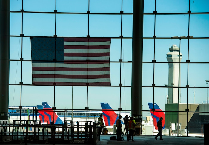 (Rick Egan  |  The Salt Lake Tribune)       A view form the new Airport Plaza. In less than a year the Salt Lake City Department of Airports will open the first phase of the new Salt Lake International Airport, Monday, Sept. 23, 2019.