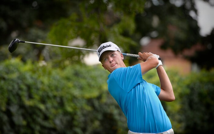 (Scott Sommerdorf   |  The Salt Lake Tribune)   Connor Howe tees off during a round with friends at the Ogden Country Club, Wednesday, August 9, 2017. Howe is the best boys' prep golfer in Utah. He's won the last two Class 5A state titles, and will be heading to Georgia Tech next year to play.