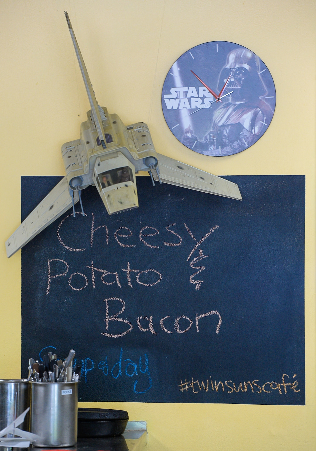 (Francisco Kjolseth  |  The Salt Lake Tribune)  The Twin Suns Cafe in Sugar House has a "Star Wars"  theme and showcases the memorabilia collected by chef and owner Daniel Cantu.