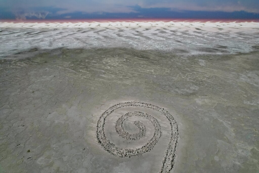 (Francisco Kjolseth | The Salt Lake Tribune) The Spiral Jetty, just south of land leased for a lithium mining operation on the Great Salt Lake's north arm, is pictured on Thursday, Aug. 14, 2025.