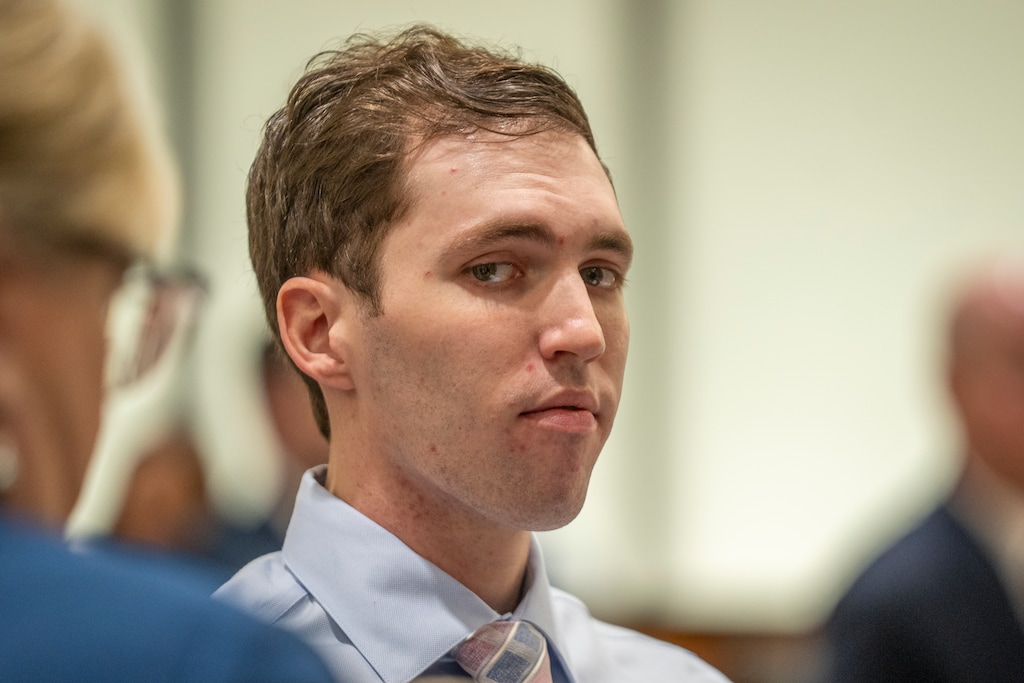 (Rick Egan | The Salt Lake Tribune) Tyler Robinson, accused in the fatal shooting of Charlie Kirk, appears during a hearing in Fourth District Court in Provo, Thursday, Dec. 11, 2025.

