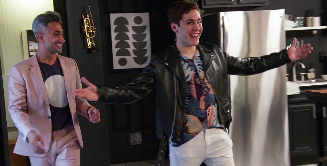 (Photo courtesy of Netflix) Tan France, left, unveils the fashion makeover of Sean Van Meter in an episode of “Queer Eye.”