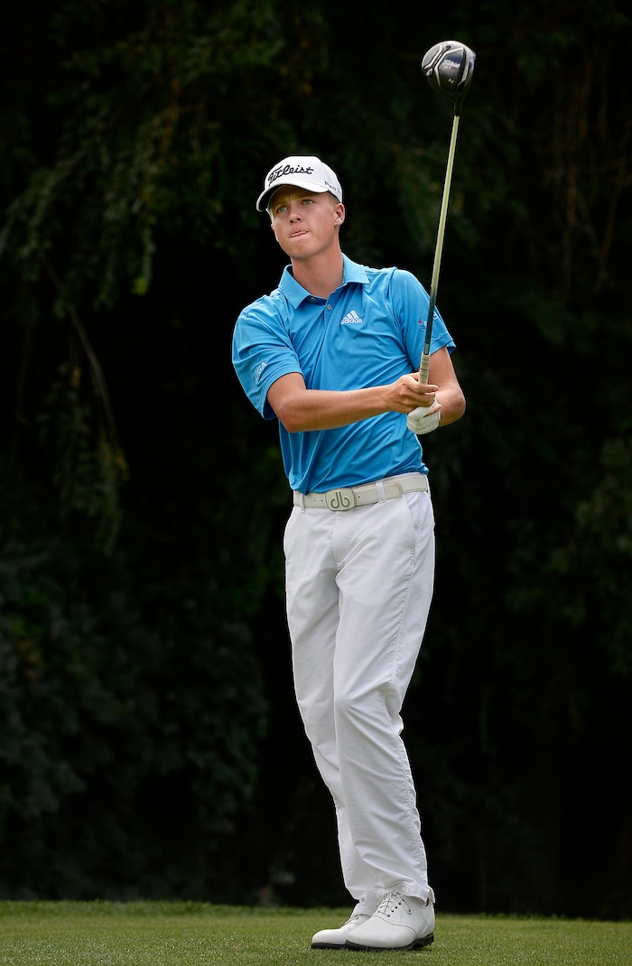 (Scott Sommerdorf   |  The Salt Lake Tribune)   Connor Howe tees off during a round with friends at the Ogden Country Club, Wednesday, August 9, 2017. Howe is the best boys' prep golfer in Utah. He's won the last two Class 5A state titles, and will be heading to Georgia Tech next year to play.