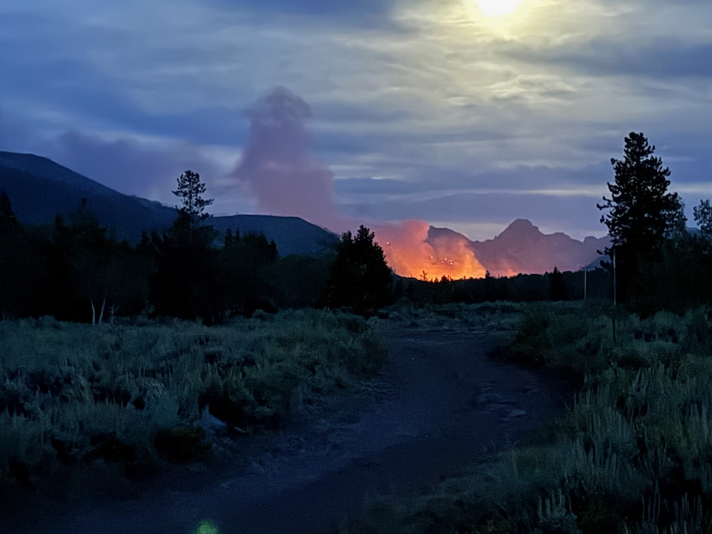 (Utah Fire Info via X) The Beulah Fire burns near Mirror Lake Highway in the Uinta Mountains in Summit County, Thursday, Aug. 7, 2025.