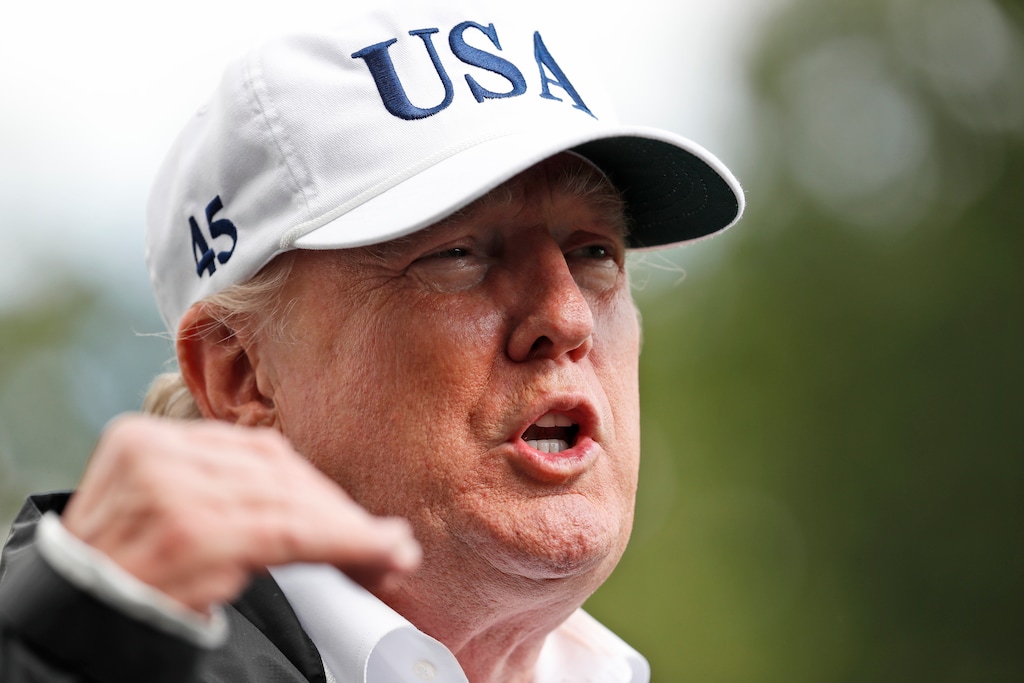 (Alex Brandon | The Associated Press) President Donald Trump answers a question from the media as he arrives at the White House, Thursday, Sept. 14, 2017, in Washington. Trump is returning from Florida after viewing damage from Hurricane Irma.