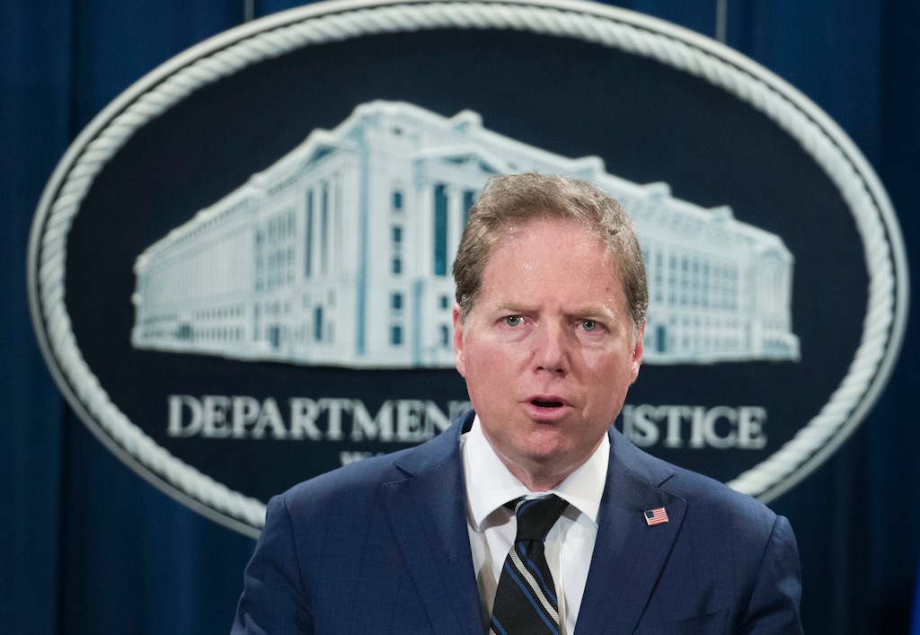 FILE - In this Oct. 26, 2018, file photo, Geoffrey Berman, U.S. attorney for the Southern District of New York, speaks during a news conference at the Department of Justice in Washington. The Justice Department moved abruptly Friday, June 19, 2020, to oust Berman, the U.S. attorney in Manhattan overseeing key prosecutions of President Donald Trump’s allies and an investigation of his personal lawyer Rudy Giuliani. But Berman said he was refusing to leave his post and his ongoing investigations would continue. (AP Photo/Alex Brandon, File)