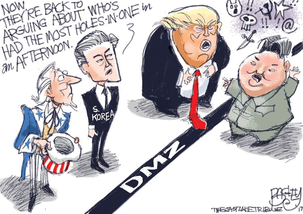 (Pat Bagley | The Salt Lake Tribune) This Pat Bagley cartoon, titled "Heating Up in Korea," appears in The Salt Lake Tribune on Wednesday, Aug. 9, 2017.