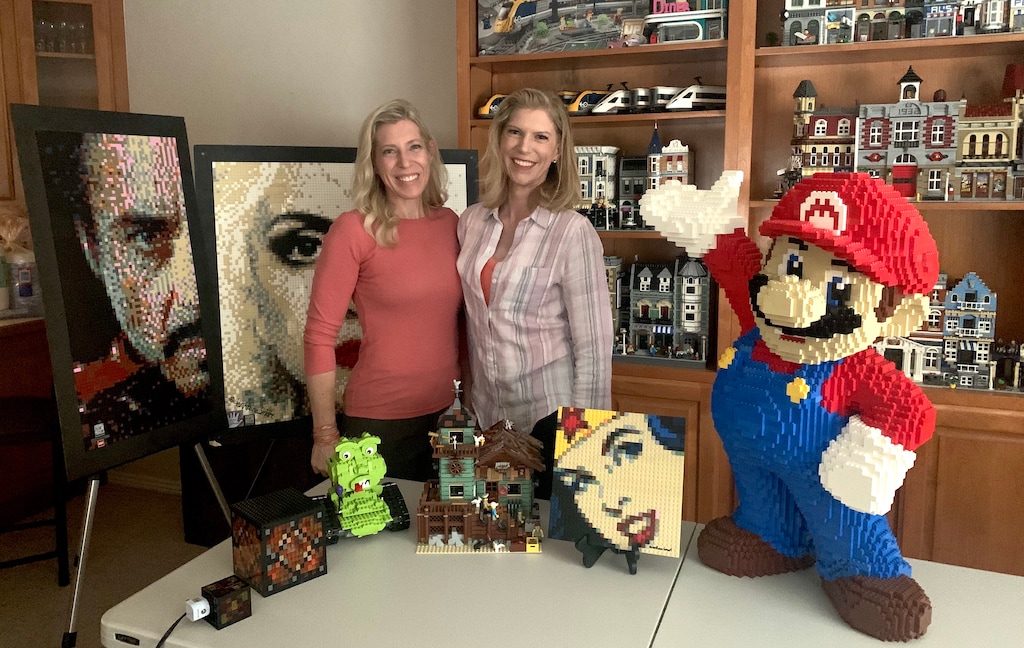 (Photo courtesy of Endemol Shine North America) American Fork residents Jennifer Smart and Susan Earls are shown along with some of their favorite Lego builds. They're contestants in Season 2 of "Lego Masters."