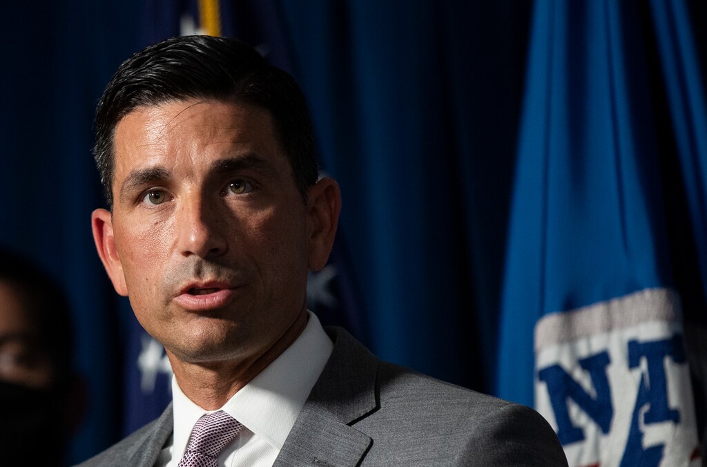 (Manuel Balce Ceneta | AP file photo)  Department of Homeland Security Acting Secretary Chad Wolf, speaks during a news conference to address the situation in Portland, Ore., in relation to protests Tuesday, July 21, 2020, in Washington.