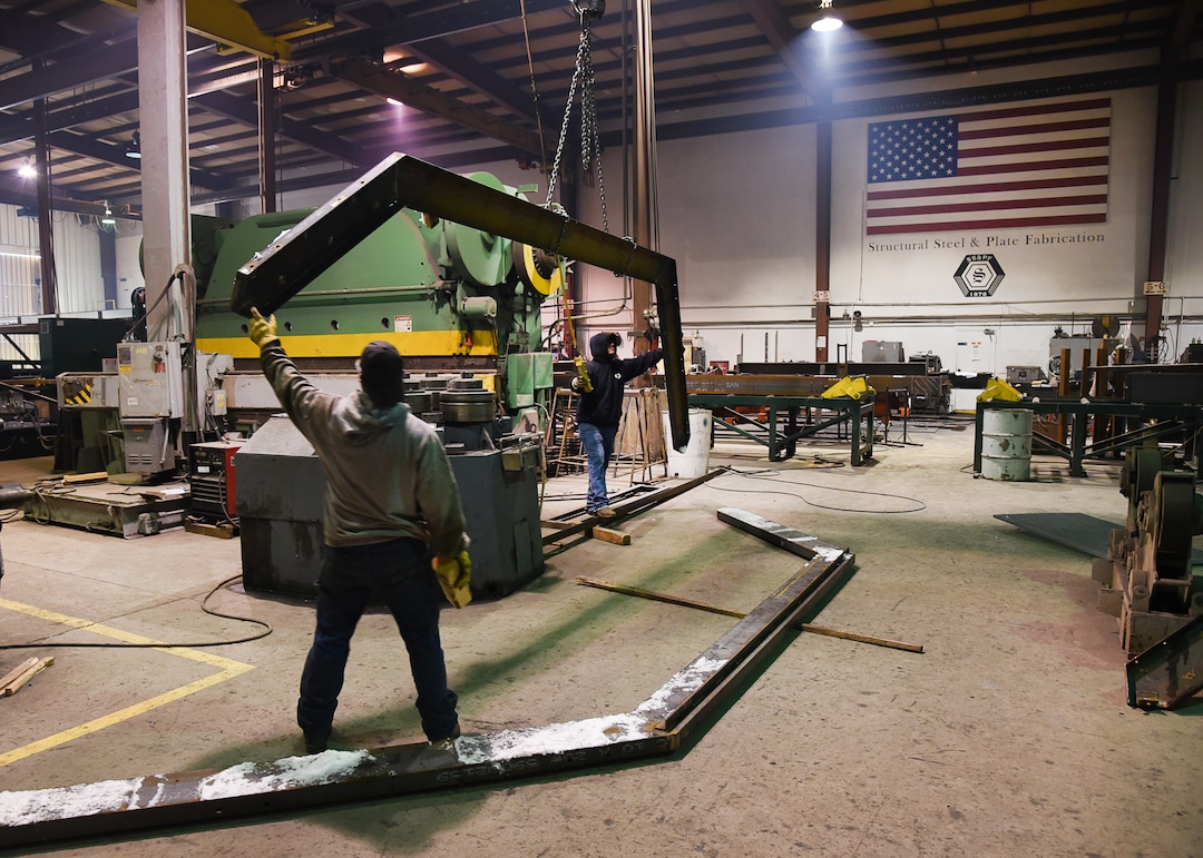 (Francisco Kjolseth  |  The Salt Lake Tribune)  Crews work on a large order bound for a Morton Salt plant in Grantsville at Structural Steel and Plate Fabrication in North Salt Lake recently. The recent steel tariffs have negatively affected the company as they face numerous challenges from costs, inventory availability and the possibility that customers will delay fabrication projects.  