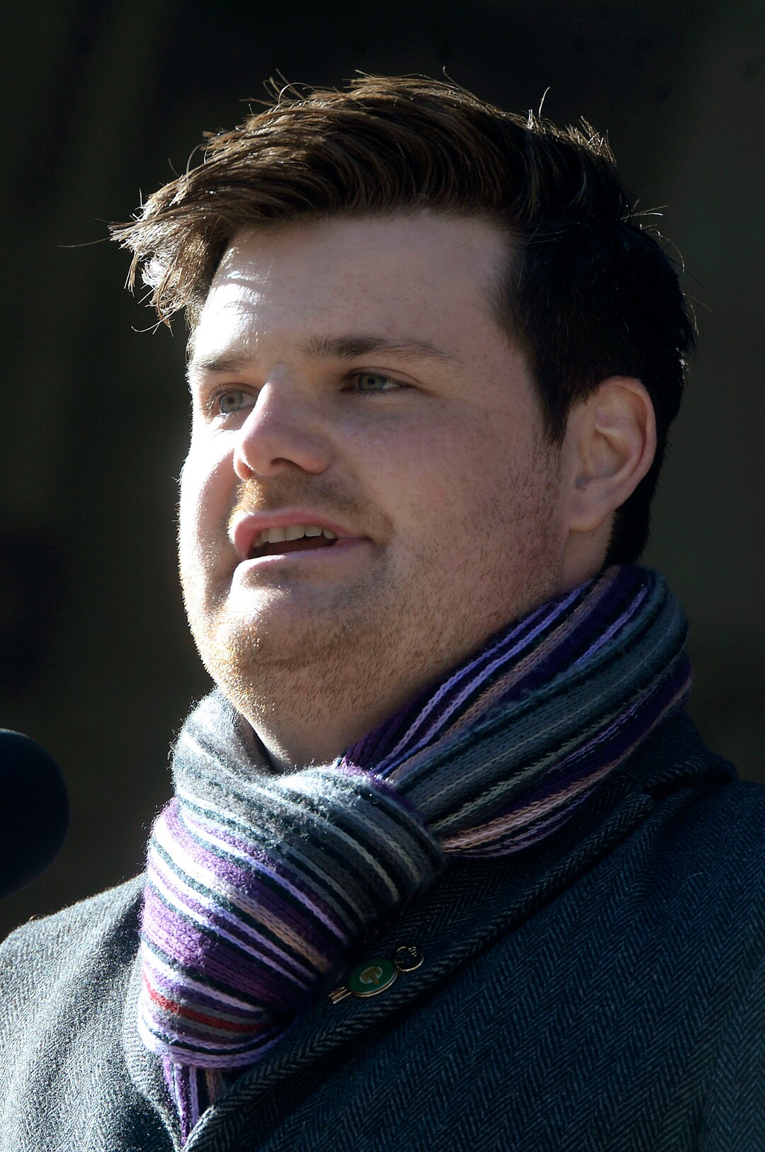 (Al Hartmann  |  The Salt Lake Tribune) 	Newly elected City Council Member Chris Wharton speaks after taking the oath of office in ceremony outside the City-County Building Tuesday Jan. 2.  