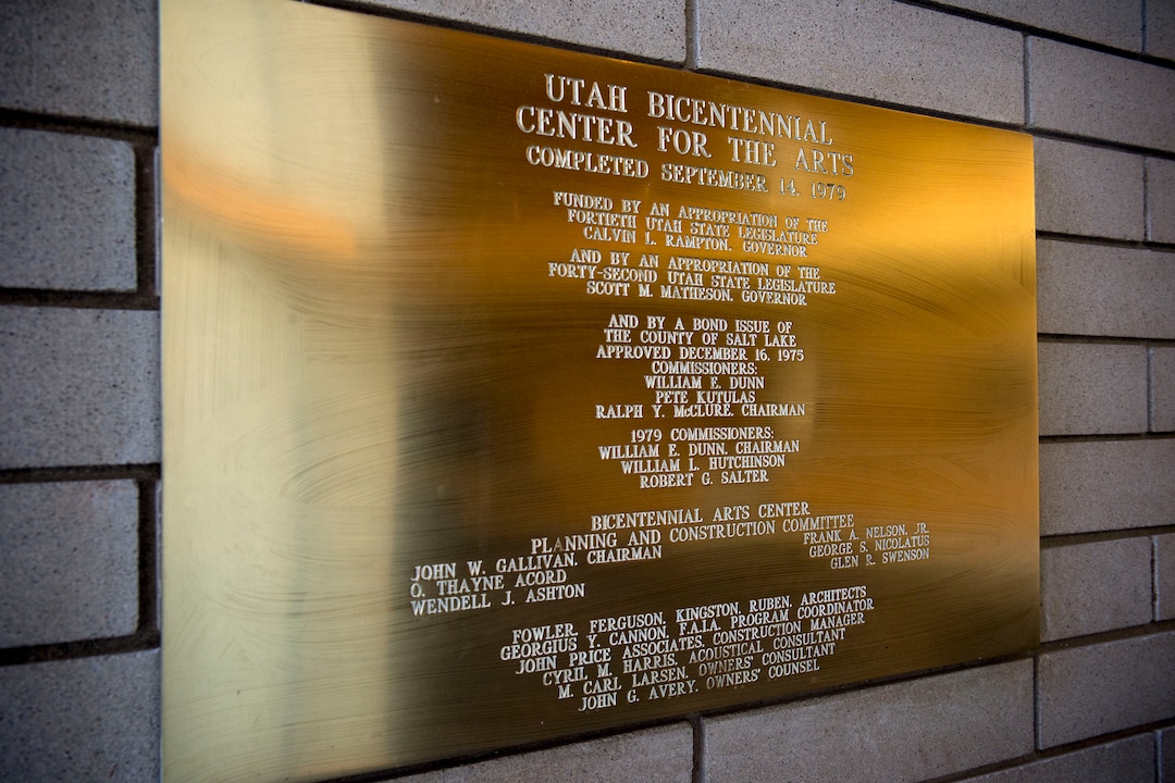 (Jeremy Harmon  |  The Salt Lake Tribune) A plaque honoring the names of people and organizations who contributed to the construction of Abravanel Hall is seen on the wall in the lobby at the downtown venue.