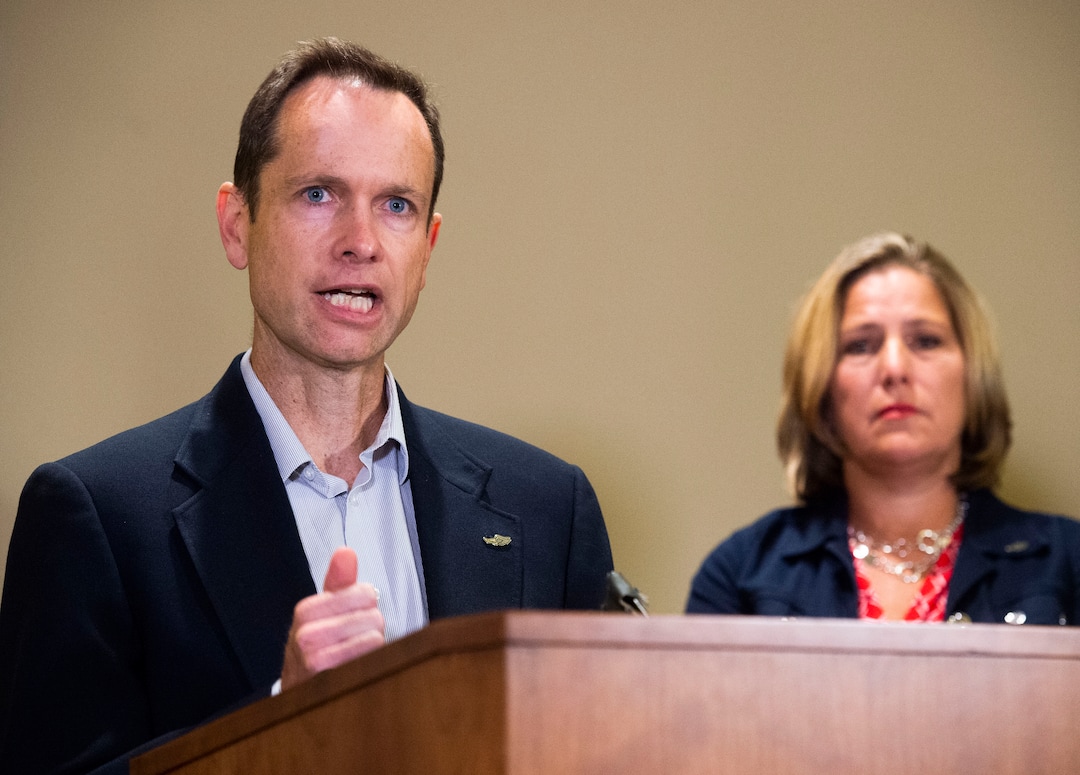 (Rick Egan | The Salt Lake Tribune) Matt McCluskey left, and wife Jill speak at a news conference Thursday, June 27, 2019, following the filing of a lawsuit against the University of Utah for $56 million, alleging campus police could have done more to prevent the murder of their daughter Lauren.