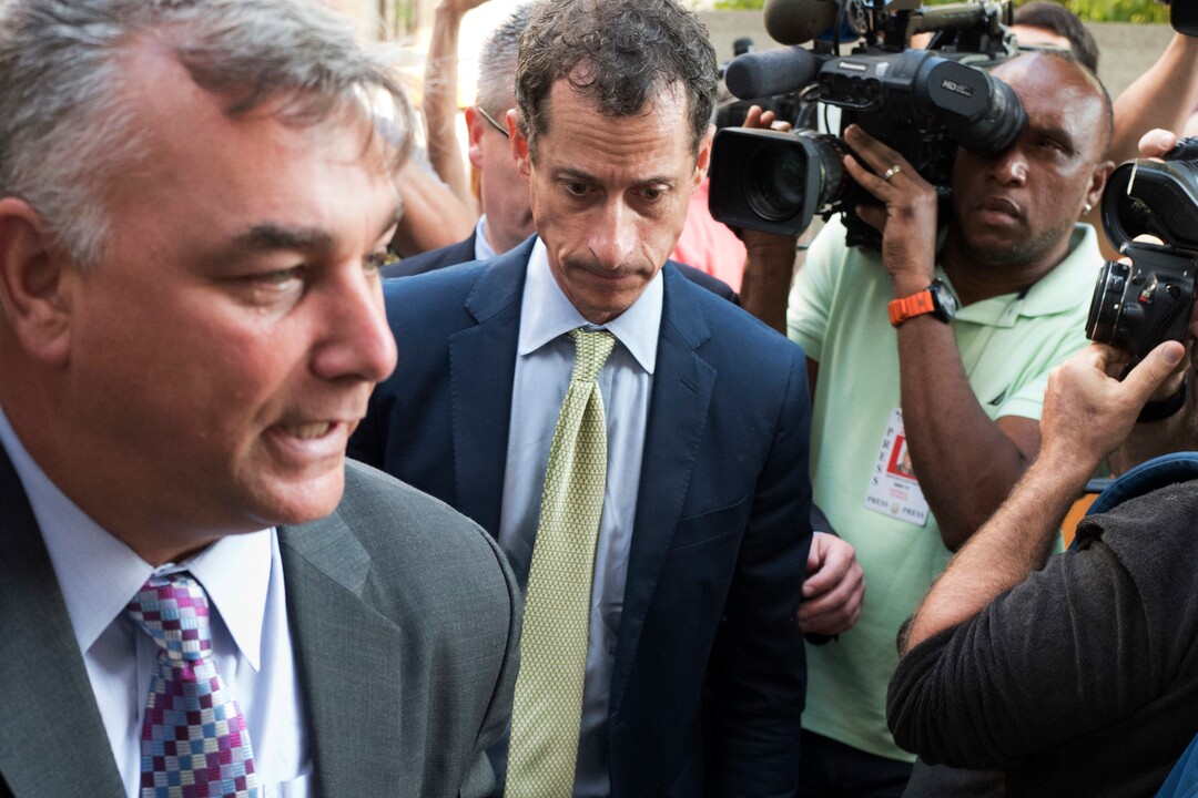 Former Congressman Anthony Weiner (D-N.Y.) arrives at federal court for his sentencing hearing in a sexting scandal, Monday, Sept. 25, 2017, in New York. (AP Photo/Mark Lennihan)