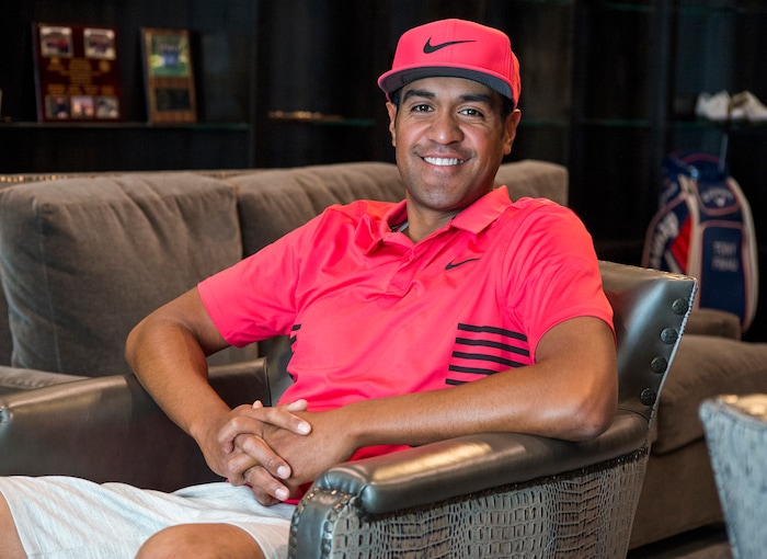 (Rick Egan  |  The Salt Lake Tribune)     Tony Finau at his home in Lehi.  Finau is making his debut in the Masters golf tournament next month. Friday, March 16, 2018.


