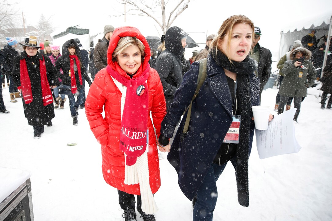 (Photo by Danny Moloshok/Invision/AP) Gloria Allred walks to take the stage to speak at the Respect Rally Park City during the 2018 Sundance Film Festival on Saturday, Jan. 20, 2018, in Park City.