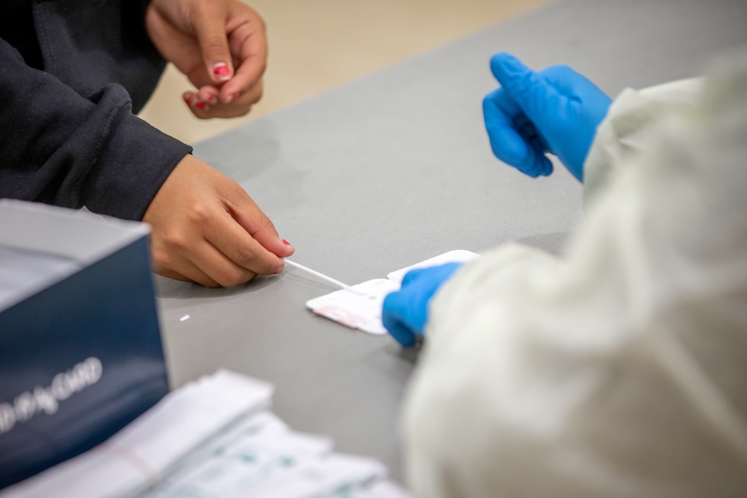 (Photo courtesy of Weber State University) Weber State University begins the first day of wide-scale COVID-19 testing for students and employees at the Ogden campus on Tuesday, November 10, 2020. Weber State had previously offered free testing for anyone with possible coronavirus symptoms. The new process will allow for free rapid testing for thousands of people even if they aren’t showing symptoms.
