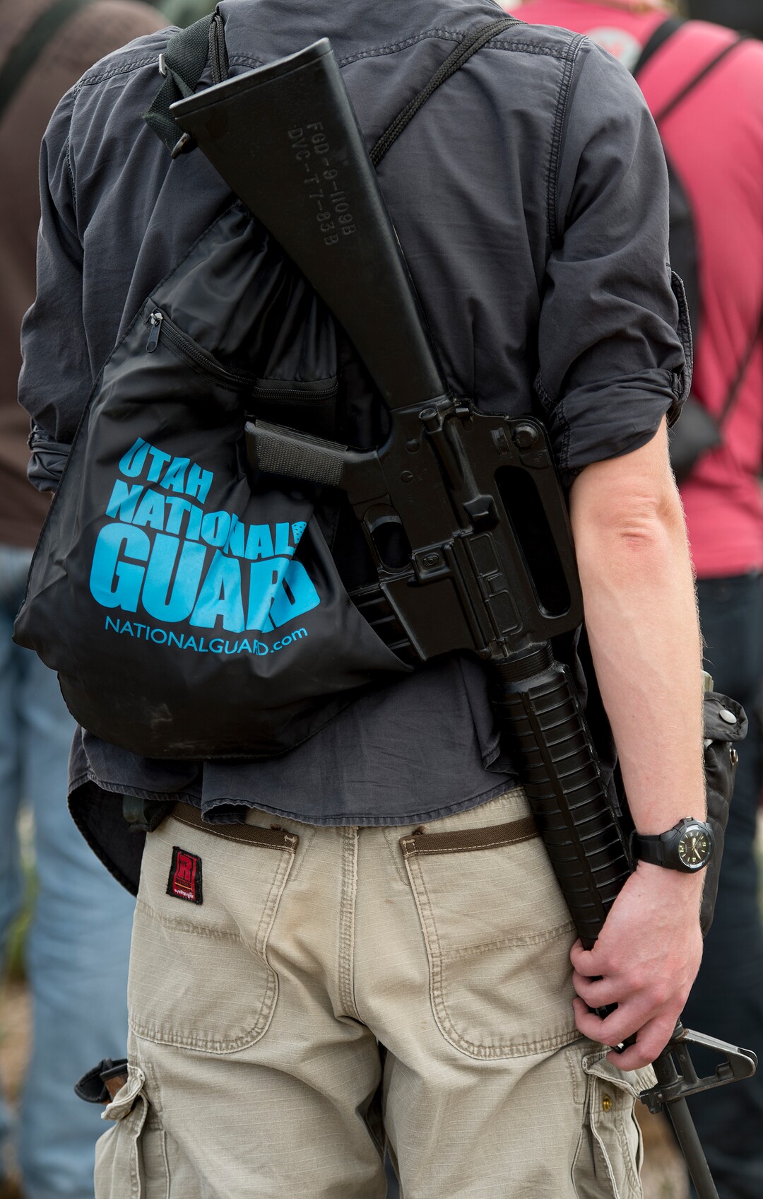 (Leah Hogsten  |  The Salt Lake Tribune) Those in attendance at the Utah National Guard Special Forces Survival Training Experience were given rubber M-16 rifles to carry at all times during training. 
